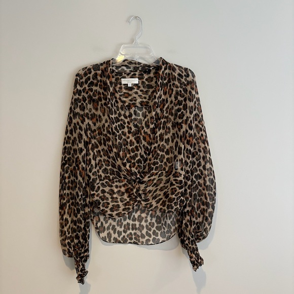 Caroline Constas Leopard Print Sheer Blouse - Picture 1 of 6